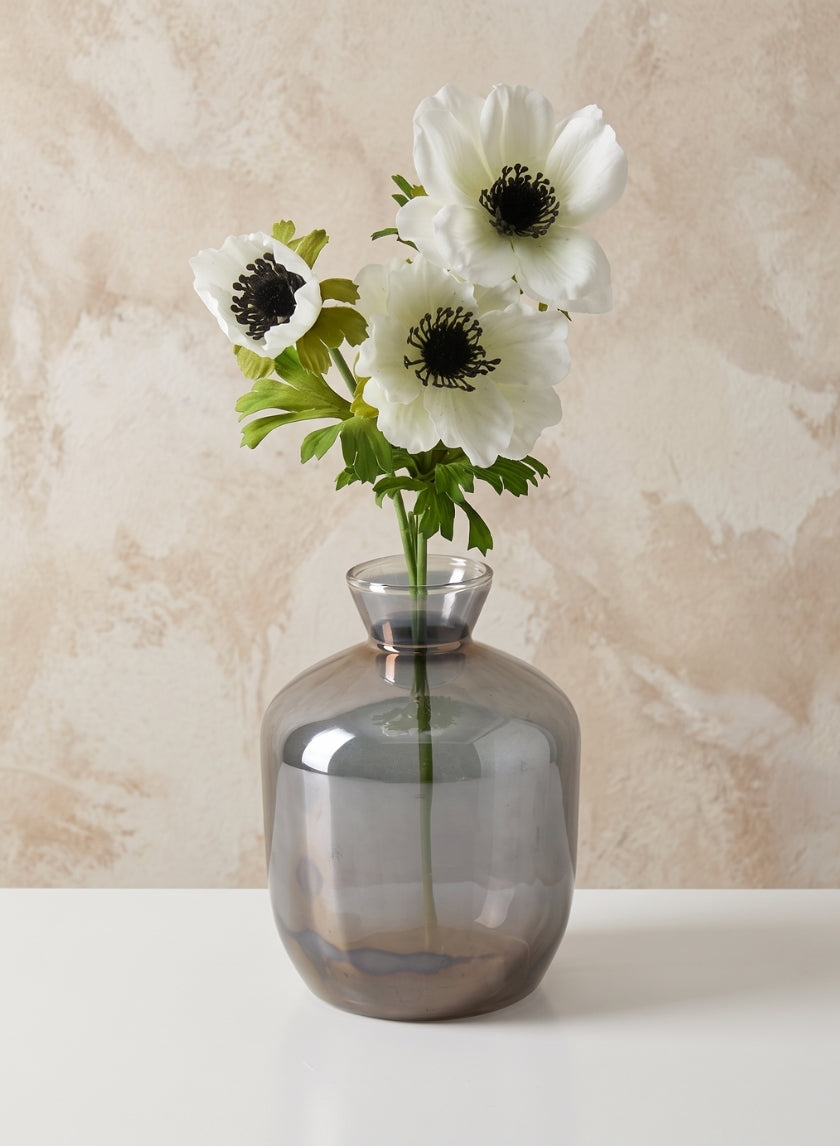 7in Tall Dijon Grey Luster Glass Vase Decor Jamali Garden