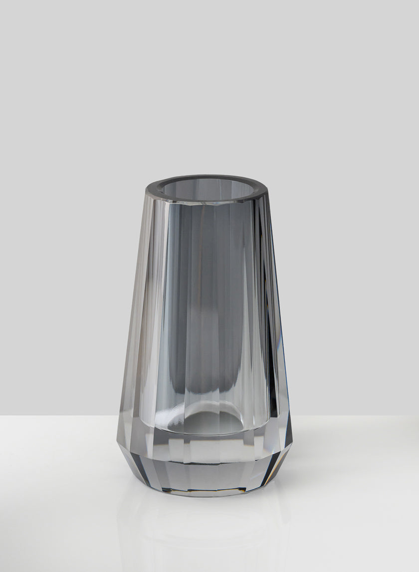 4in Tall Krustallos Luxe Smoke Grey Crystal Glass Vase, Mini Decor Jamali Garden