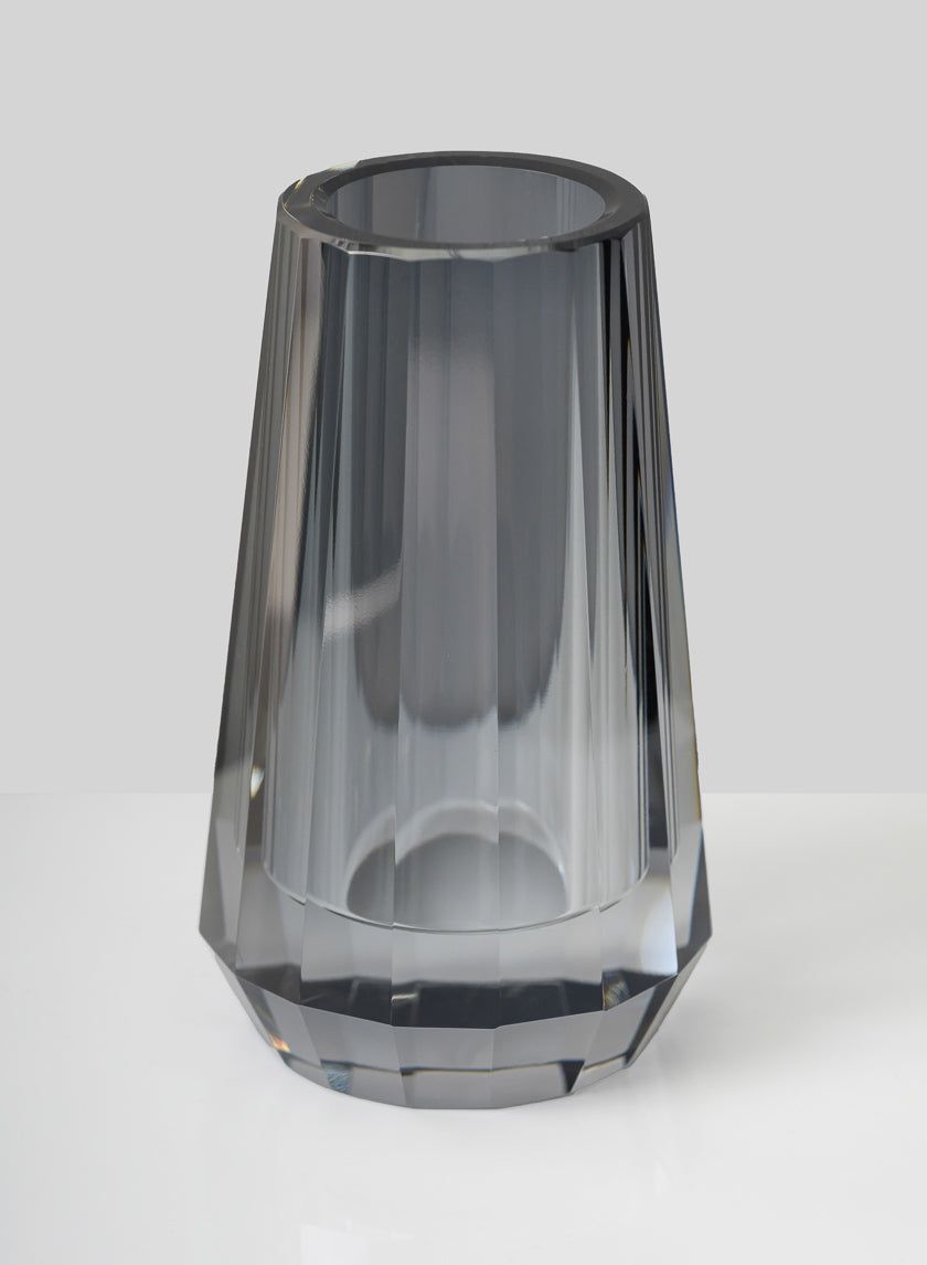 4in Tall Krustallos Luxe Smoke Grey Crystal Glass Vase, Mini Decor Jamali Garden