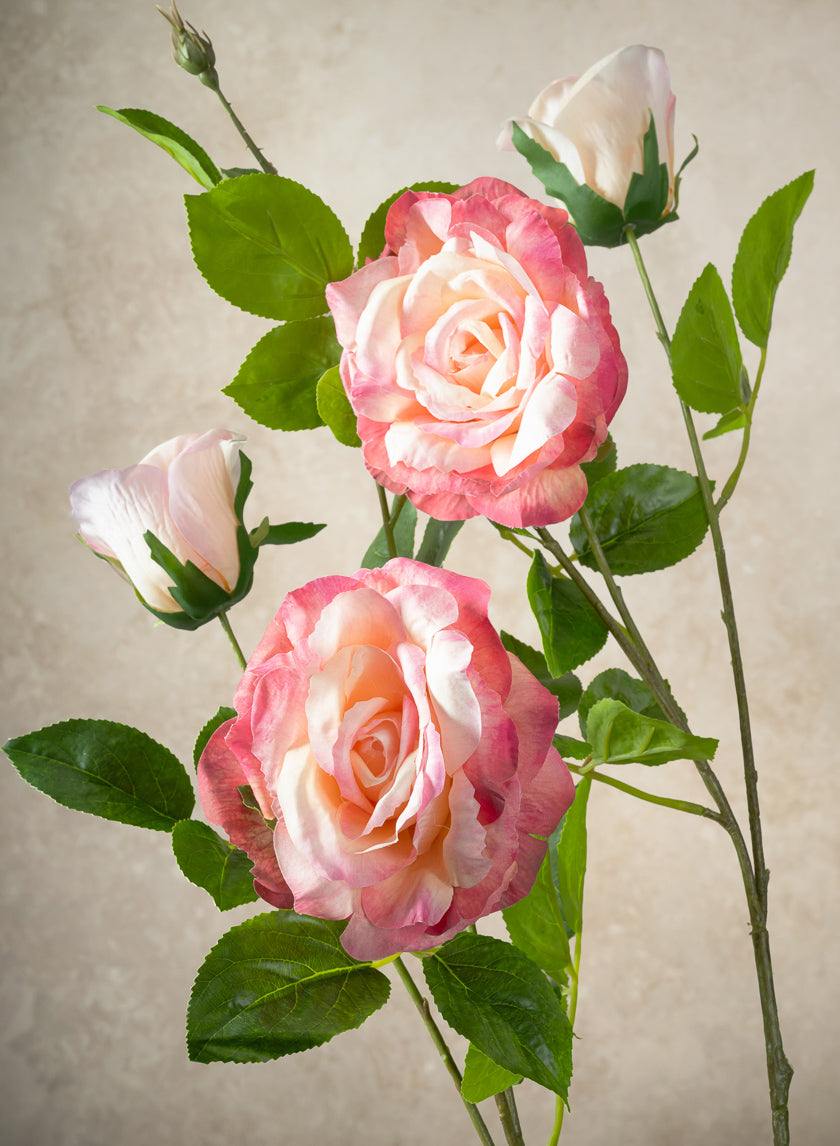 32in Long Pink Real Touch Garden Rose Spray, Case of 12 Decor Jamali Garden