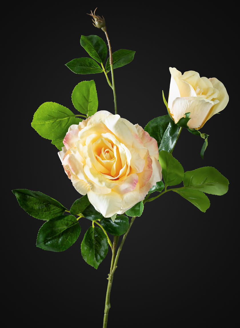 32in Long Yellow Real Touch Garden Rose Spray, Case of 12 Decor Jamali Garden