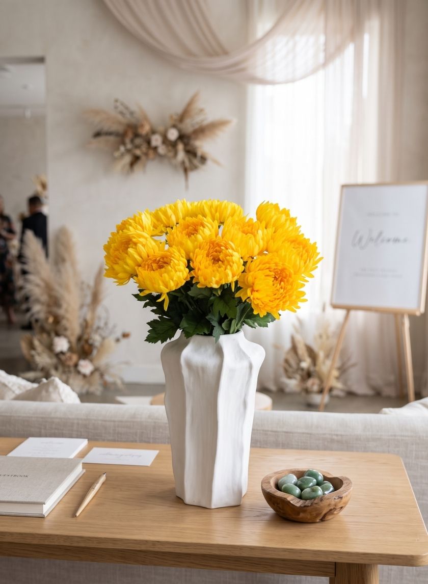 28in Tall Spider Mum, Autumn Yellow, Case of 12 Decor Jamali Garden