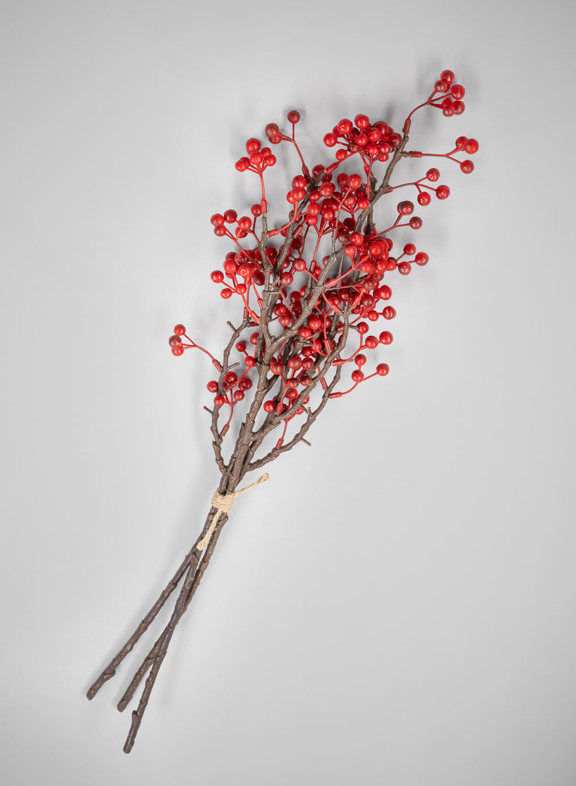 24in Long Red Winterberry Bunch, Case of 12 Decor Jamali Garden