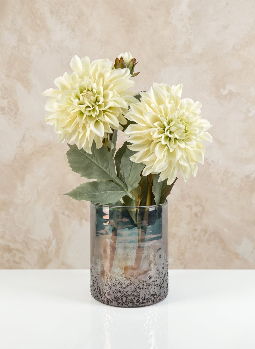 6in Tall Strasbourg Speckled Grey Luster Glass Cylinder Decor Jamali Garden