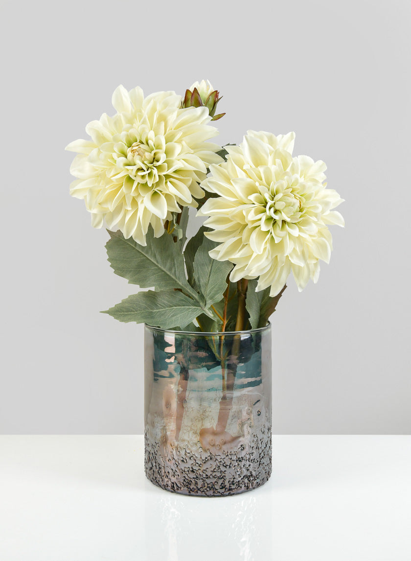 6in Tall Strasbourg Speckled Grey Luster Glass Cylinder Decor Jamali Garden