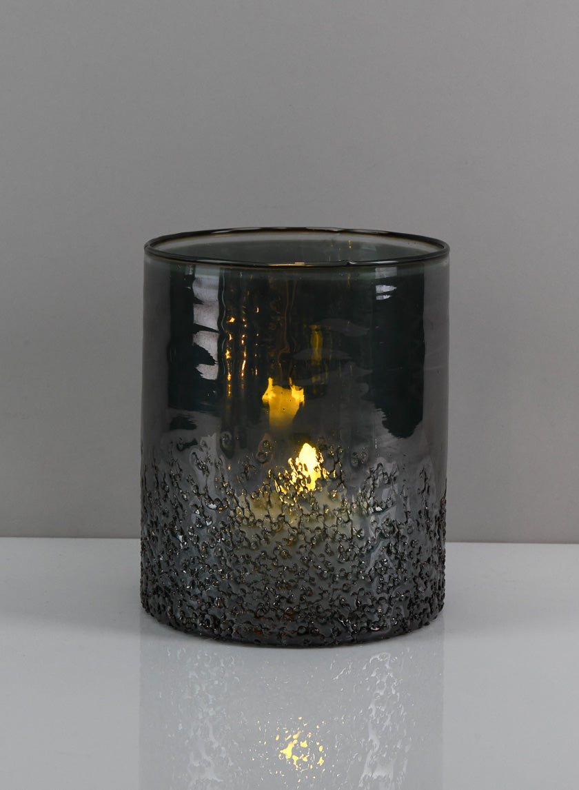 6in Tall Strasbourg Speckled Grey Luster Glass Cylinder Decor Jamali Garden