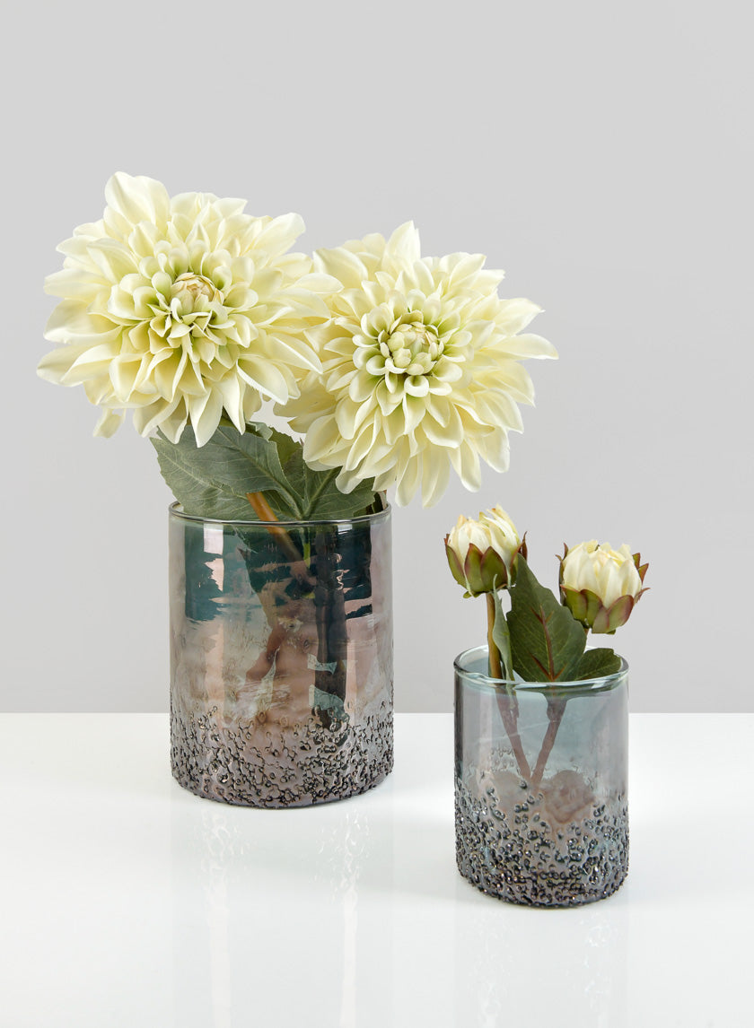 6in Tall Strasbourg Speckled Grey Luster Glass Cylinder Decor Jamali Garden