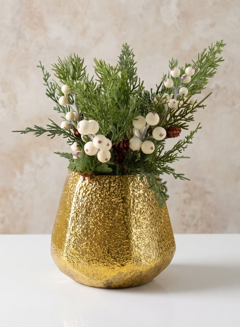6in Tall Equinox Artisan Shimmer Gold Tone Glass Holder Decor Jamali Garden
