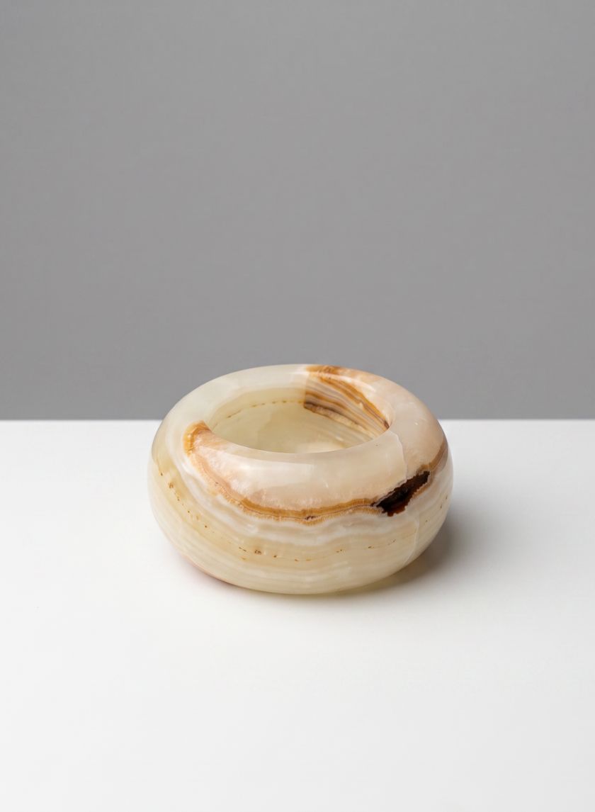 3in Wide Khyber White Onyx Candle Holder Decor Jamali Garden