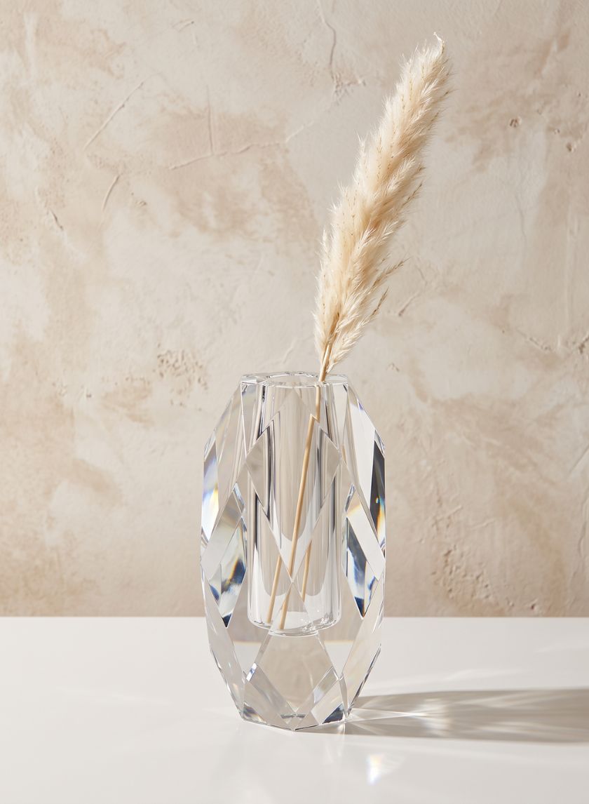 6in Tall Diamond Cut Crystal Glass Vase Decor Jamali Garden