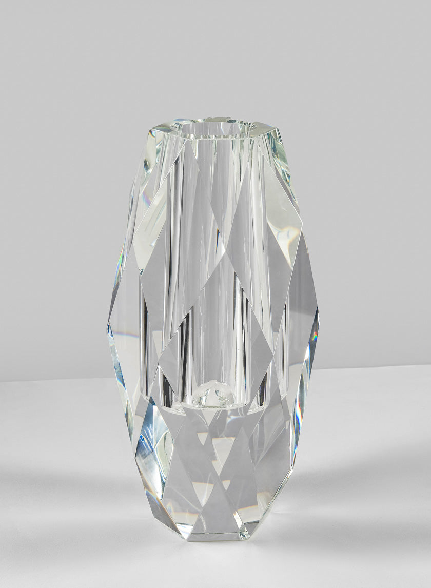 9.5in Tall Diamond Cut Crystal Glass Vase Decor Jamali Garden