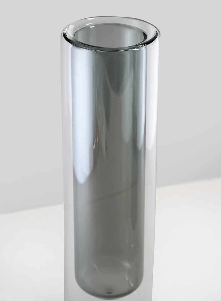 9.5in Tall Smoke Pasteur Dual Tone Tube Glass Vase. Set of 2 Decor Jamali Garden