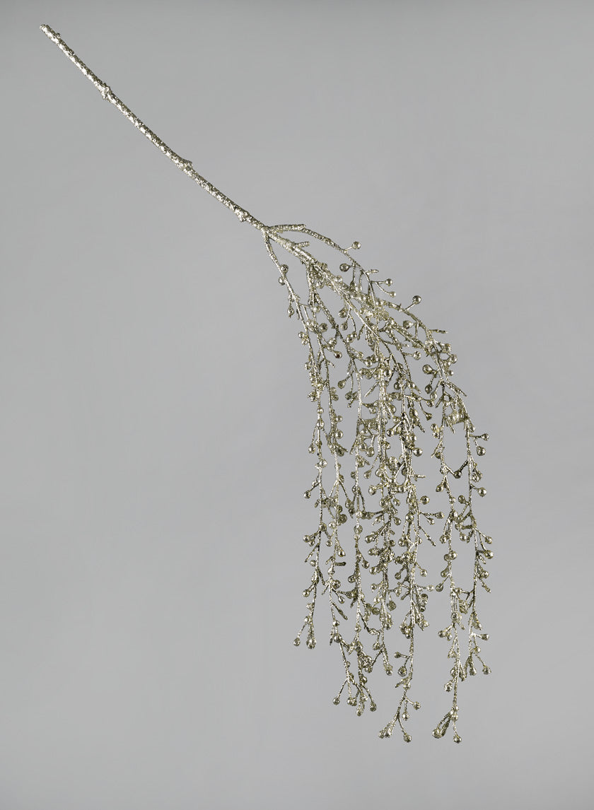 31in Long Champagne Glitter Berry Spray Decor Jamali Garden