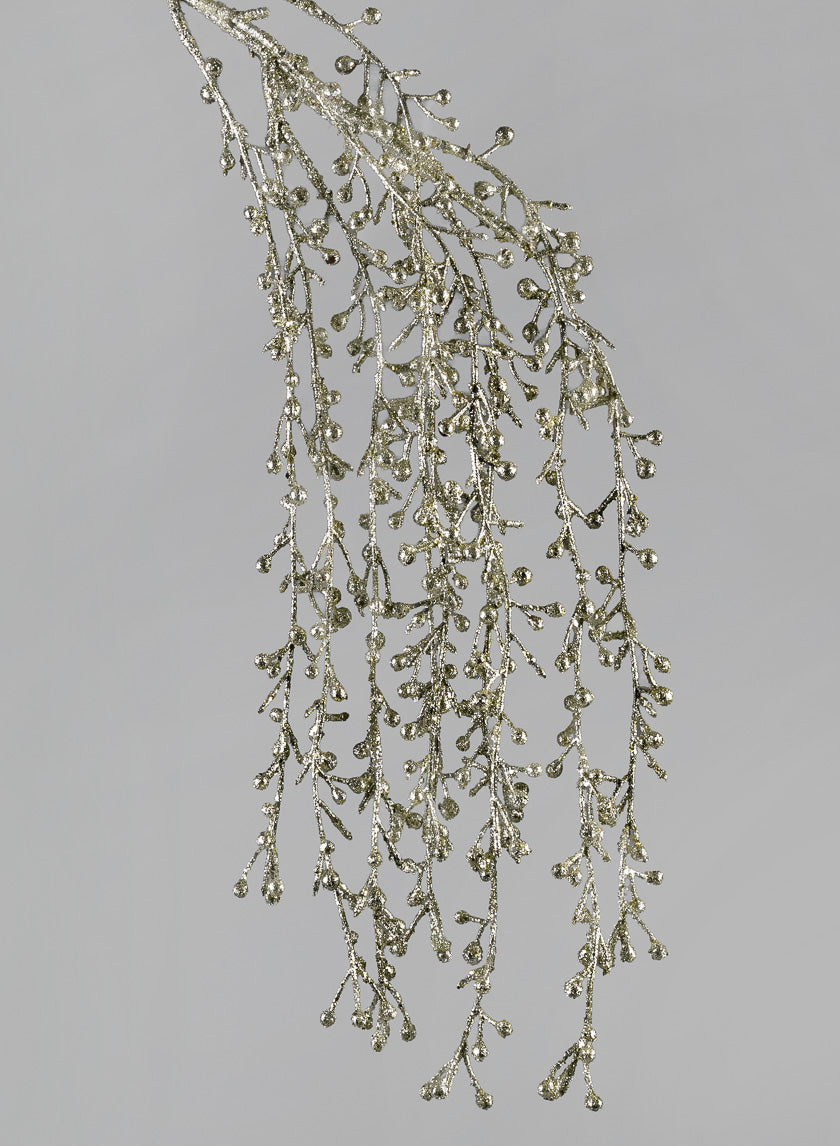 31in Long Champagne Glitter Berry Spray Decor Jamali Garden