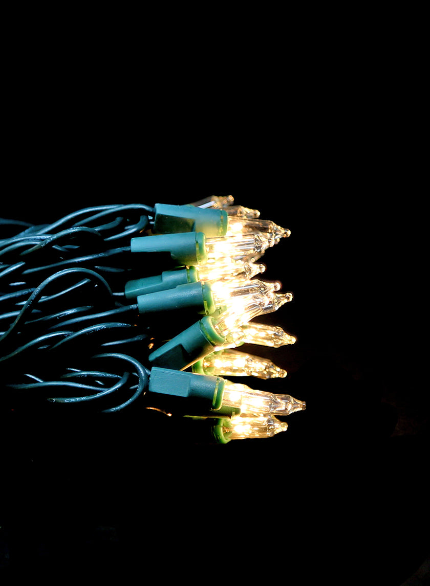 27ft Long 100 Super Bright Clear Light Set on Green Wire Decor Jamali Garden