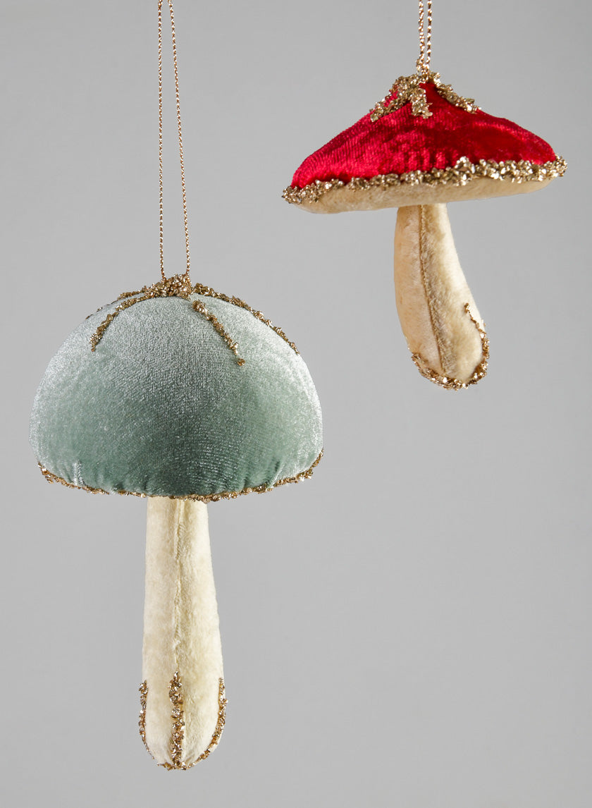 6in Long Red, Pink & Green Hanging Mushrooms Decor Jamali Garden