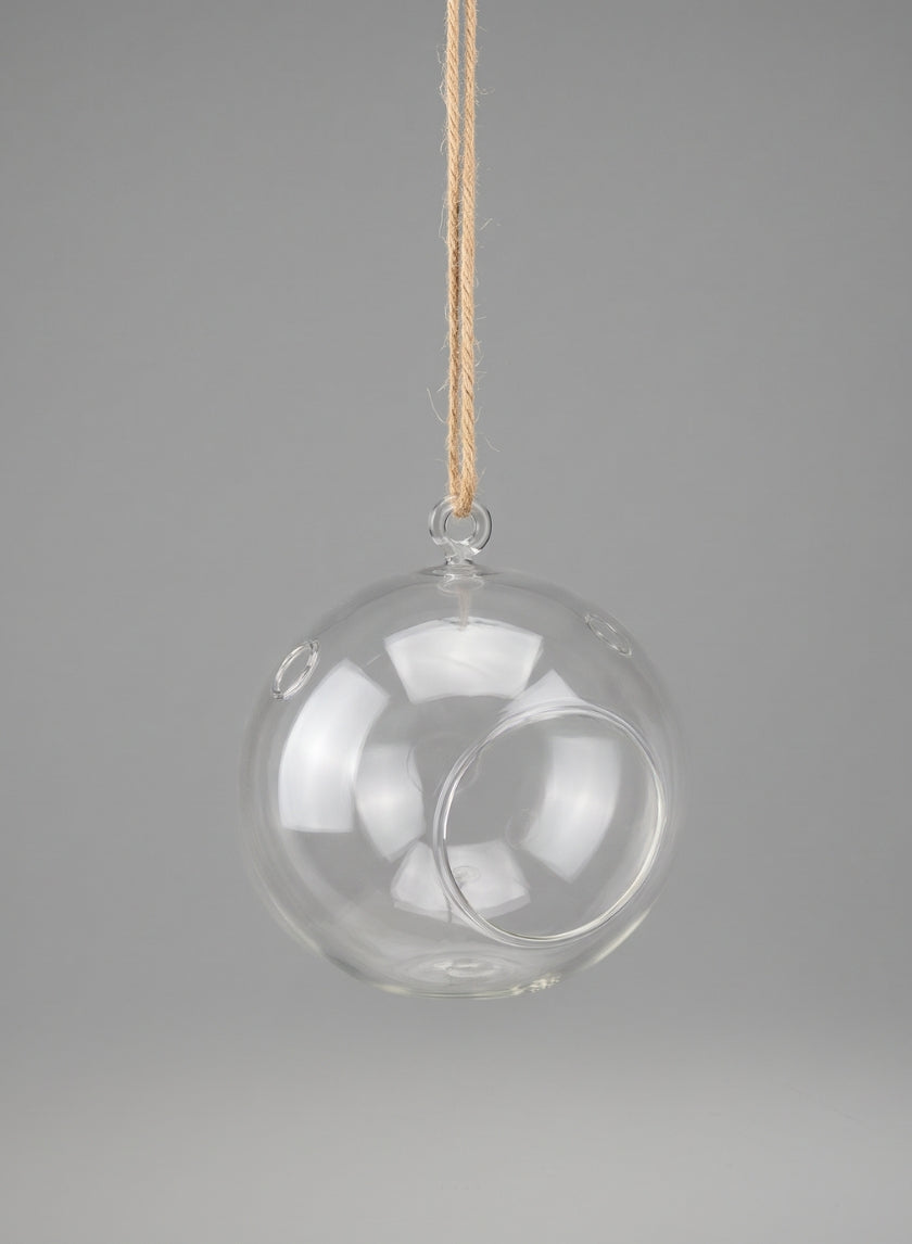6in Wide Hanging Glass Ball Votive Holder Decor Jamali Garden