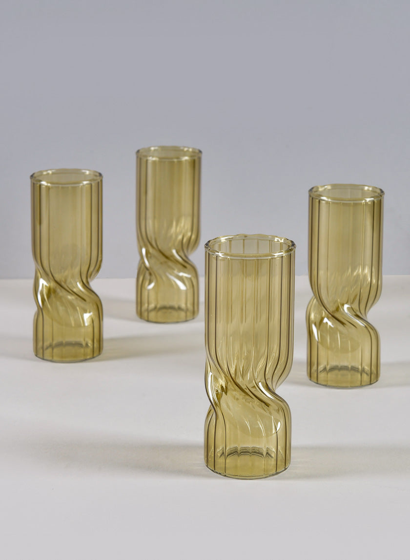 Cuddle Olive Glass Vase, Set of 4 Decor Jamali Garden