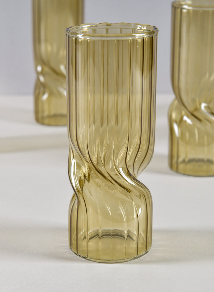 Cuddle Olive Glass Vase, Set of 4 Decor Jamali Garden