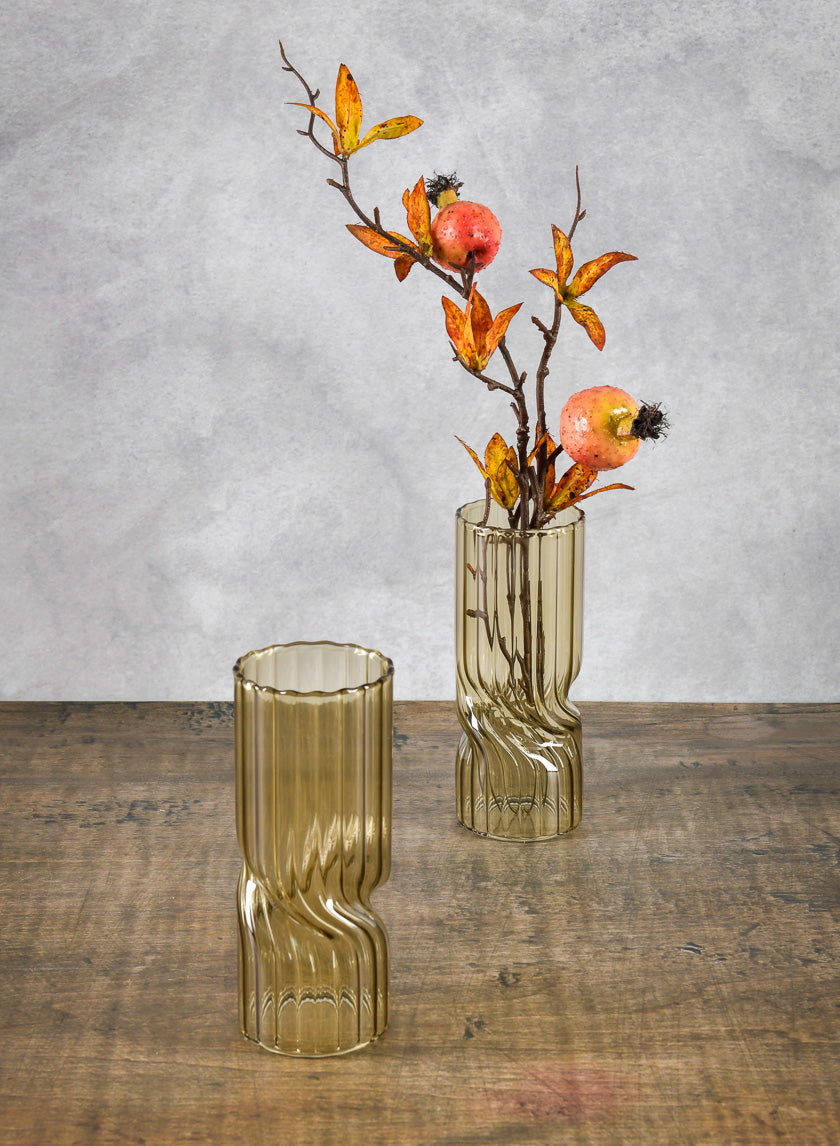 Cuddle Olive Glass Vase, Set of 4 Decor Jamali Garden