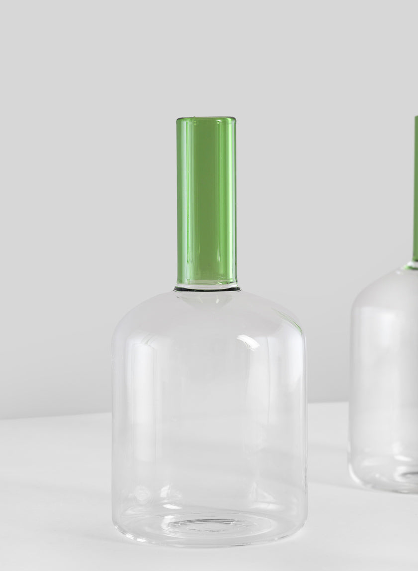 5in Tall Archimedes Green Tip Tubular Glass Vase, Mini, Set of 4 Decor Jamali Garden