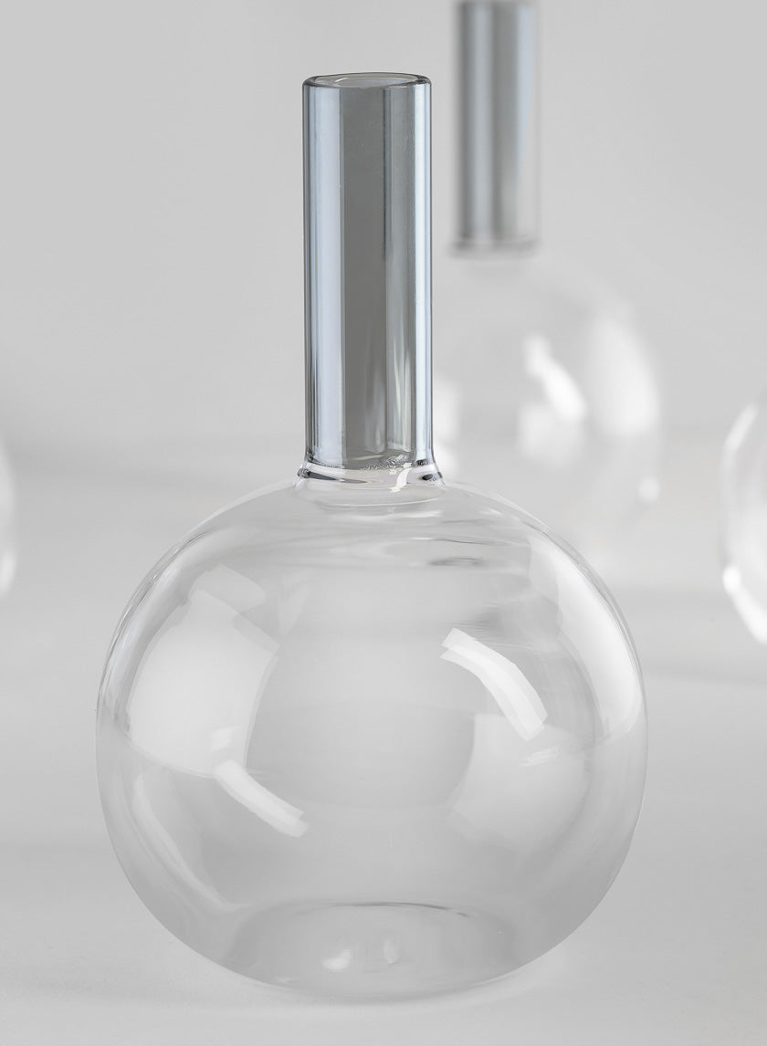 5in Tall Archimedes Smoke Tip Ball Glass Vase, Mini, Set of 4 Decor Jamali Garden