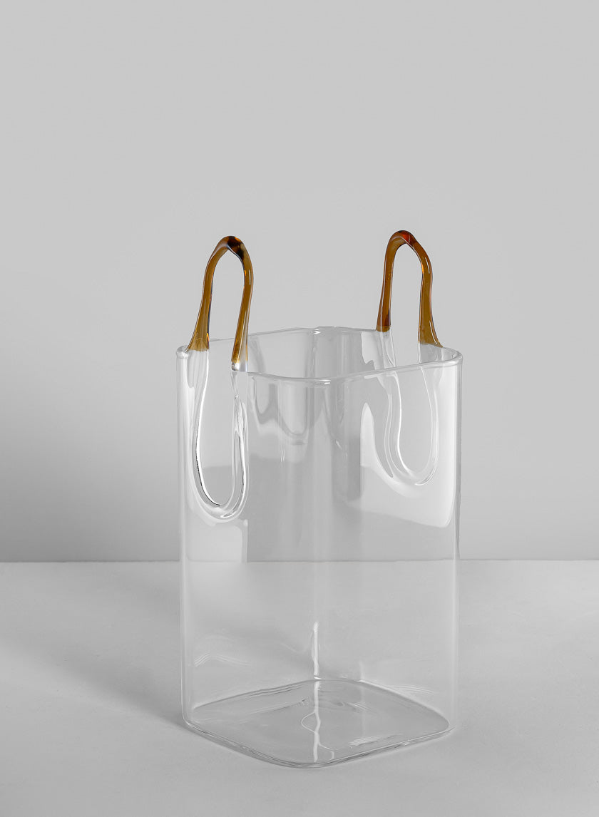 6.5in Tall Le Sac Bag Glass Vase, Mini Decor Jamali Garden