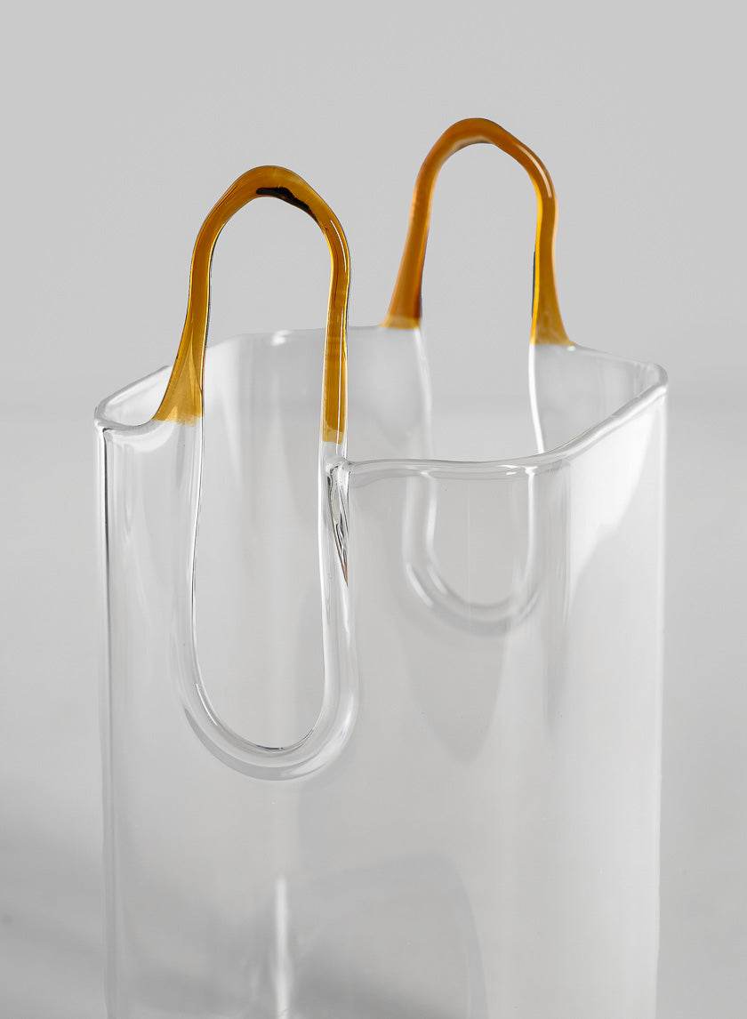 6.5in Tall Le Sac Bag Glass Vase, Mini Decor Jamali Garden