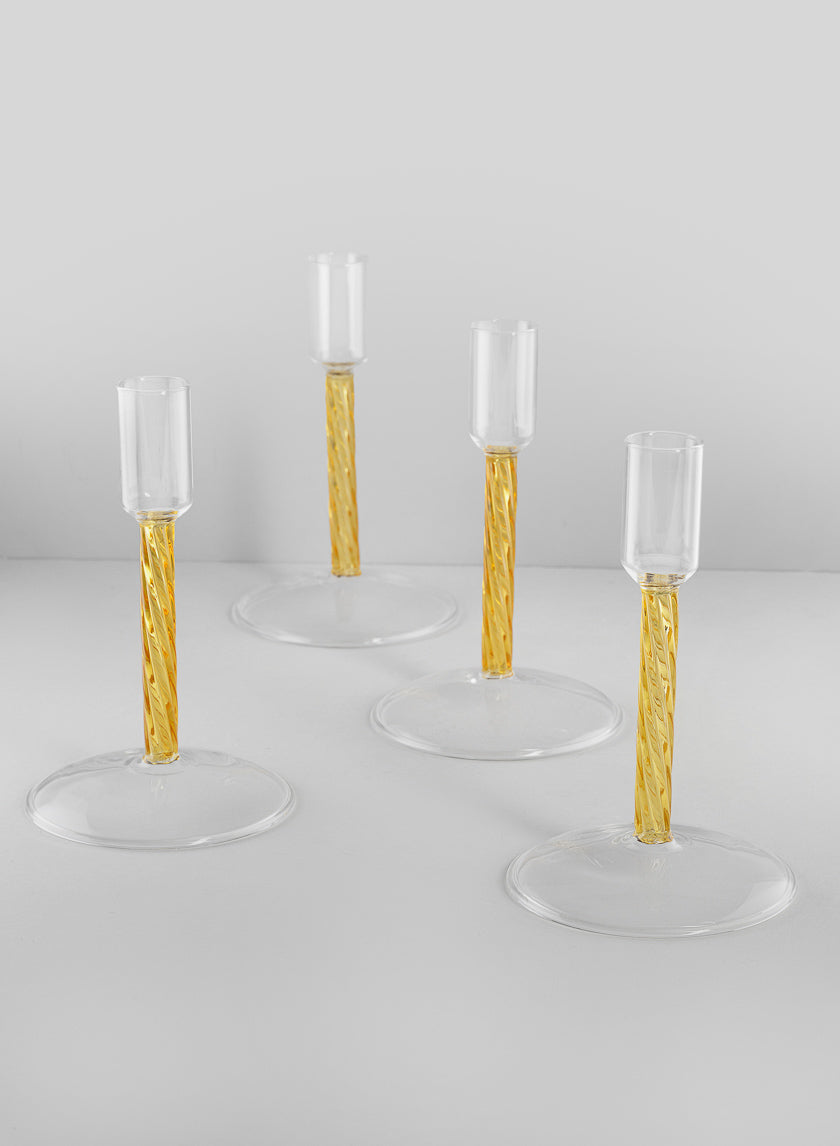 Luxe Amber Glass Candle Stick Decor Jamali Garden