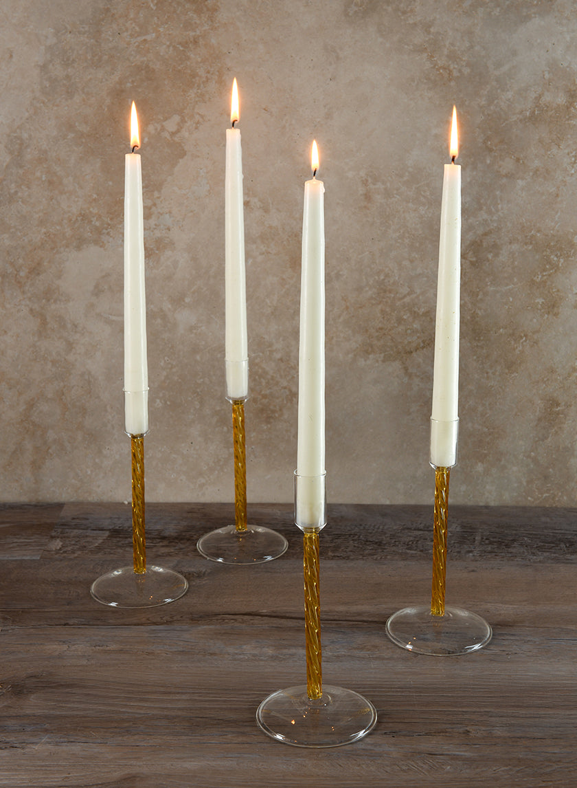 Luxe Amber Glass Candle Stick Decor Jamali Garden