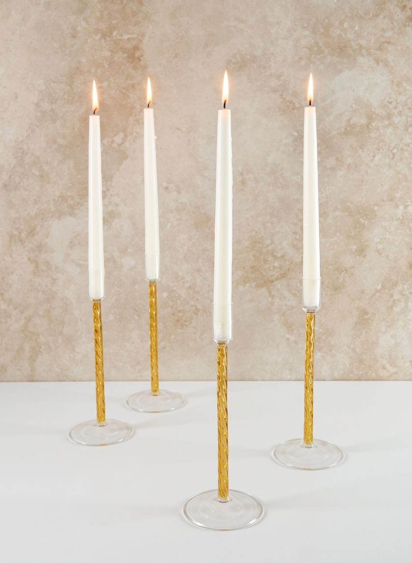 Luxe Amber Glass Candle Stick Decor Jamali Garden