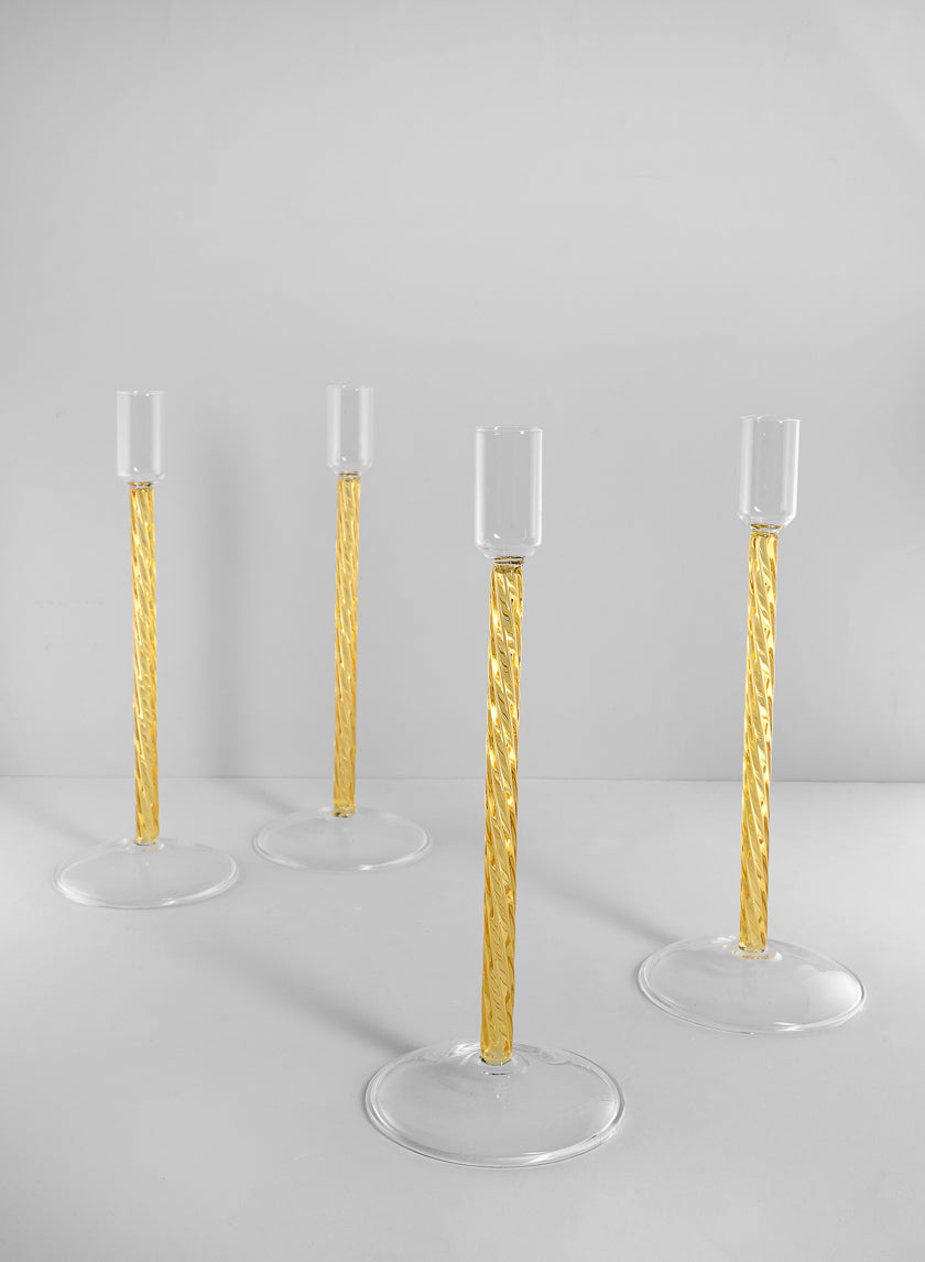 Luxe Amber Glass Candle Stick Decor Jamali Garden
