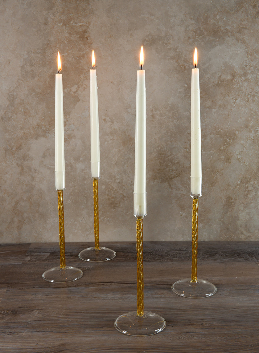 Luxe Amber Glass Candle Stick Decor Jamali Garden