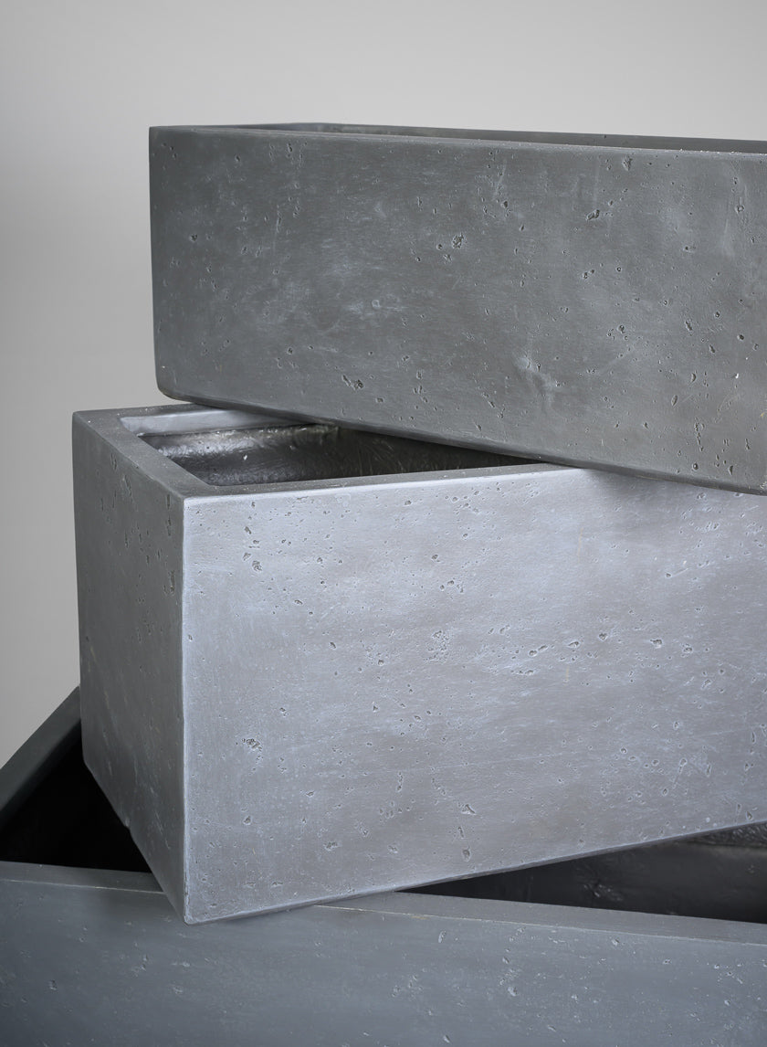 Longine Patio All Weather Light Weight Speckle Grey Polyresin Rectangular Planters Decor Jamali Garden