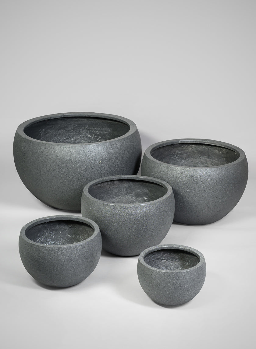 All Weather Light Weight Speckle Black Polyresin Planters Decor Jamali Garden