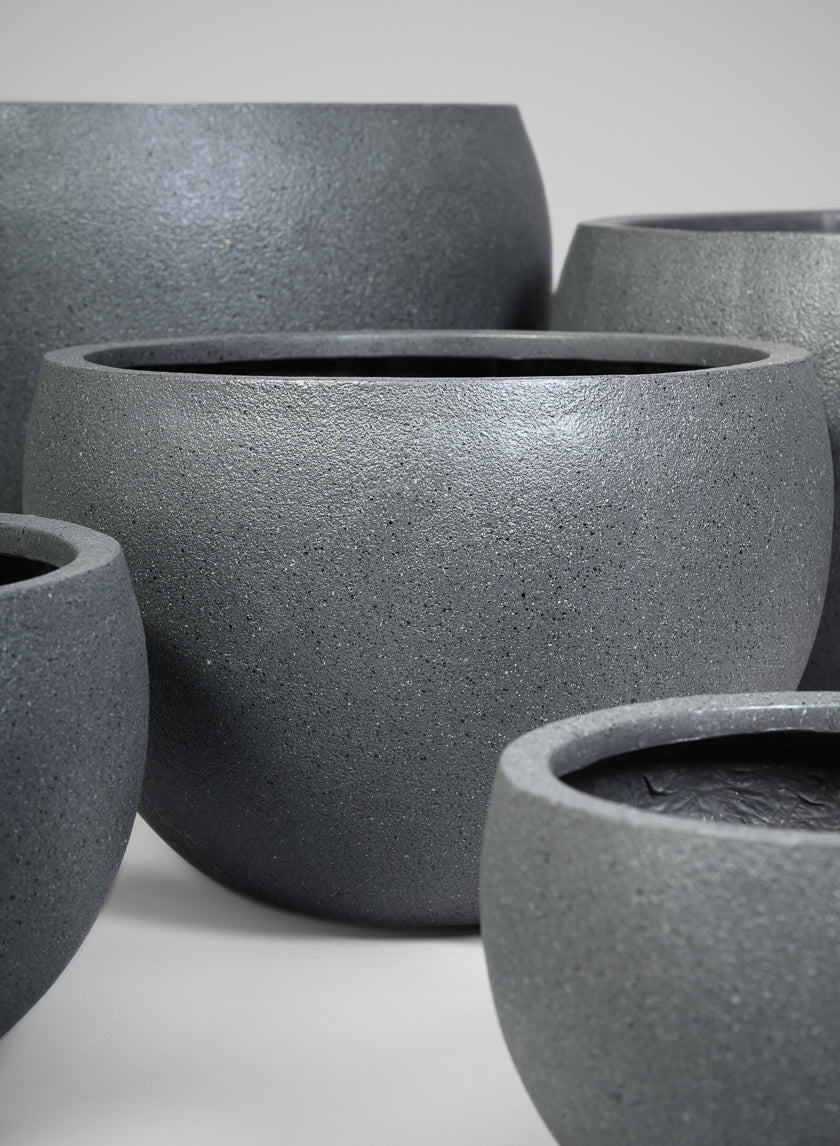 All Weather Light Weight Speckle Black Polyresin Planters Decor Jamali Garden