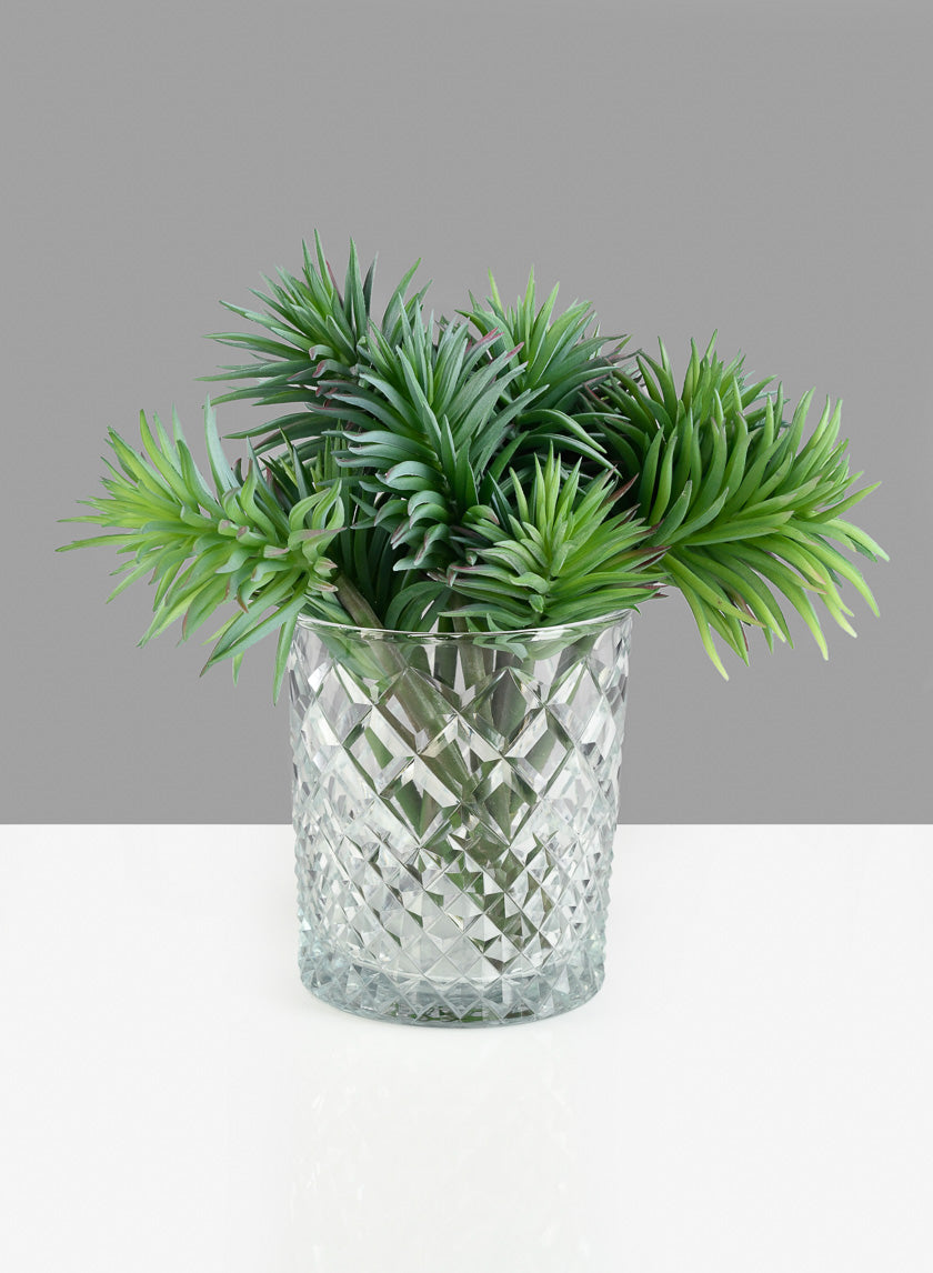 4.75in Tall Diamond Cut Glass Round Vase Decor Jamali Garden