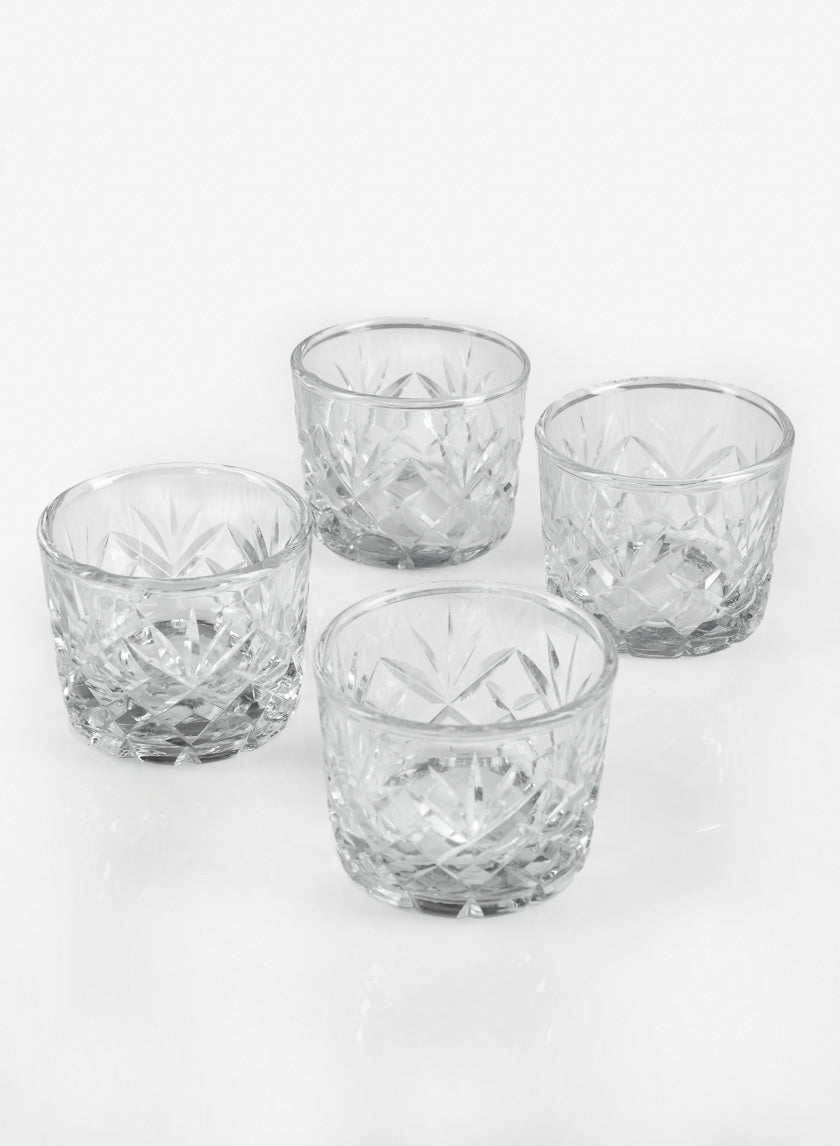 2.5in Tall Diamond Cut Glass Votive Holder, Set of 4 Decor Jamali Garden