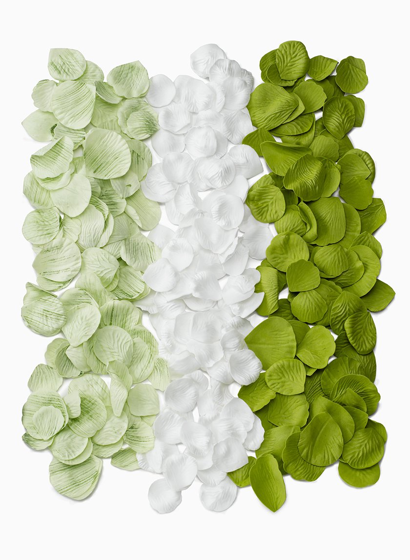 Pale Green, White, & Green Foam Rose Petals Decor Jamali Garden