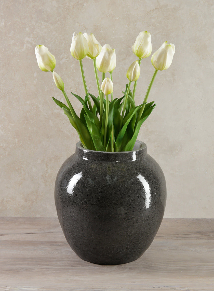 10.5in Tall Migos Gloss Black Ceramic Vase Decor Jamali Garden