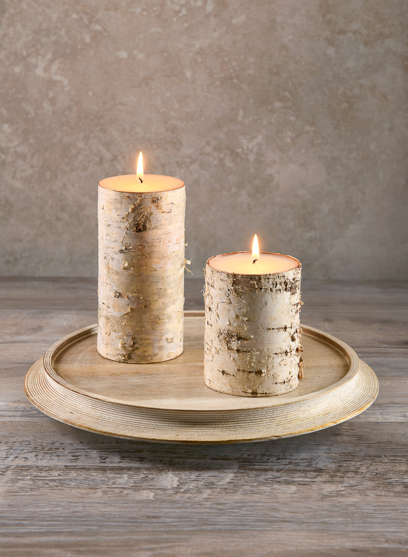 3in Wide Birch Pillar Candle Decor Jamali Garden