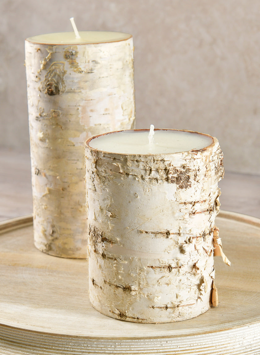 3in Wide Birch Pillar Candle Decor Jamali Garden