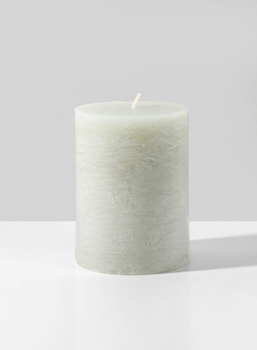 3in Wide Rustic Cement Green Pillar Candle Decor Jamali Garden