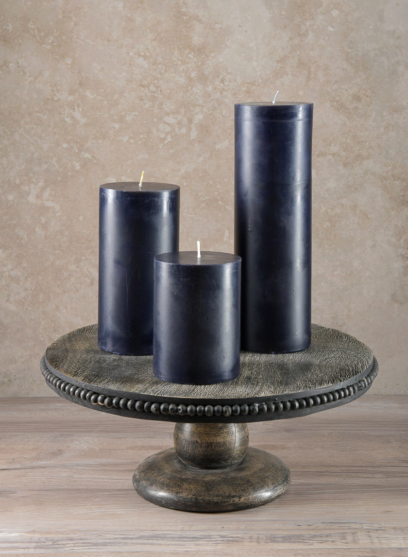 3in Wide Black Pillar Candle Decor Jamali Garden