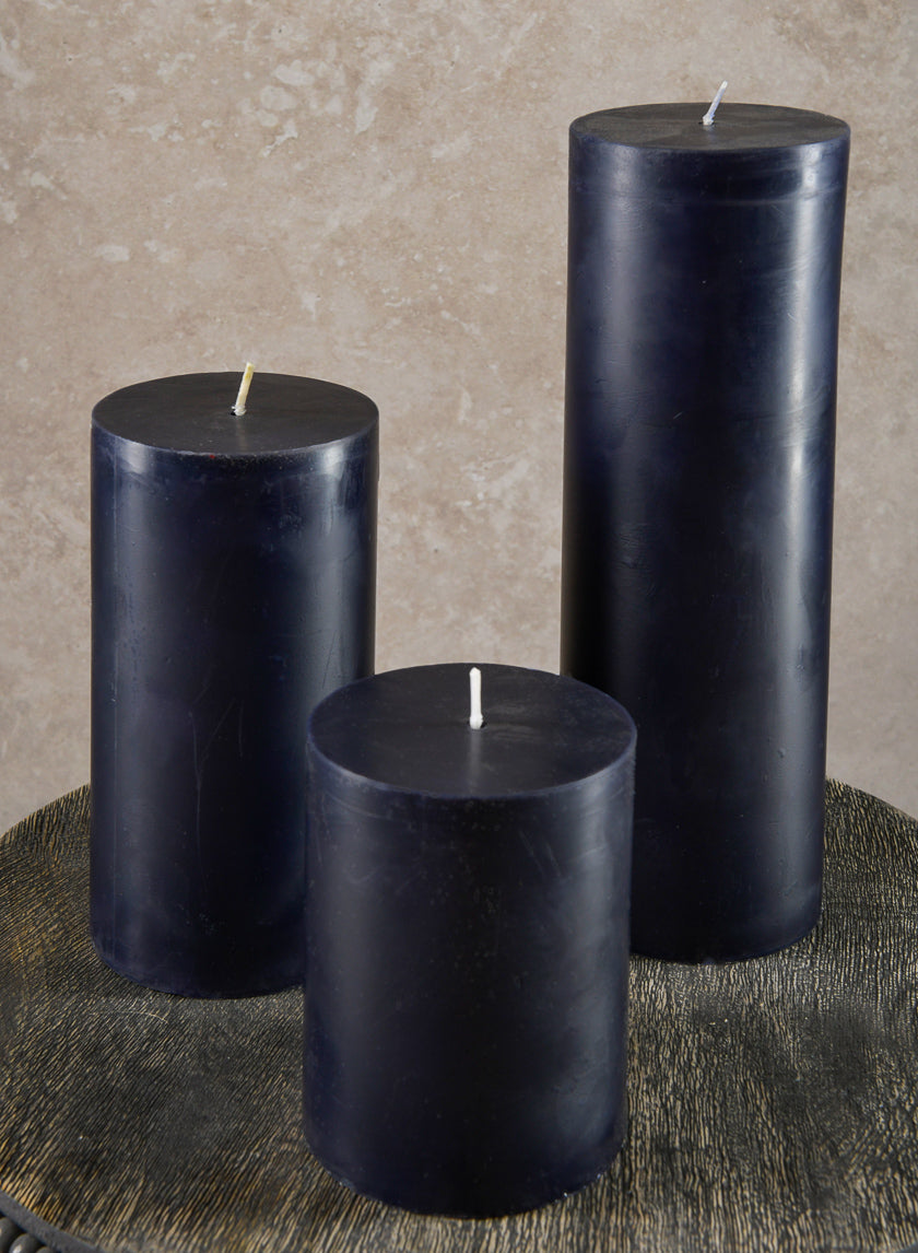 3in Wide Black Pillar Candle Decor Jamali Garden