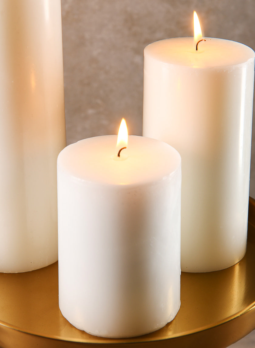 3in Wide White Pillar Candle Decor Jamali Garden