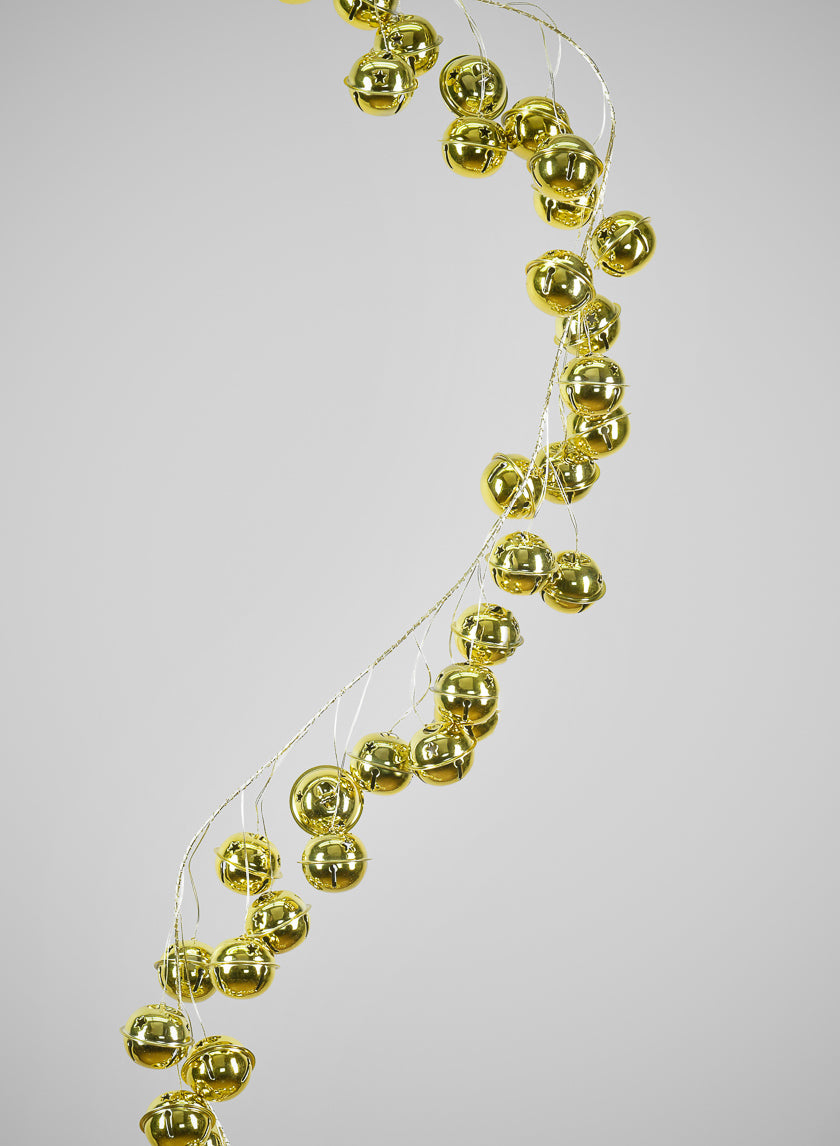 60in Long Gold and Matt Gold Jingle Bell Garland with Gold Wire Decor Jamali Garden
