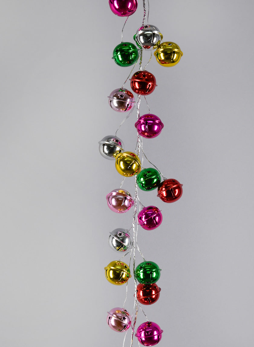 62in Long Multicolor Jingle Bell Garland Decor Jamali Garden