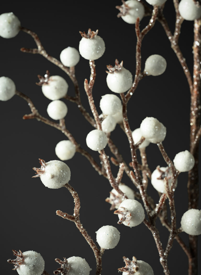 32in Long Iced Flocked Winter White Berry Pick, Case of 12 Decor Jamali Garden