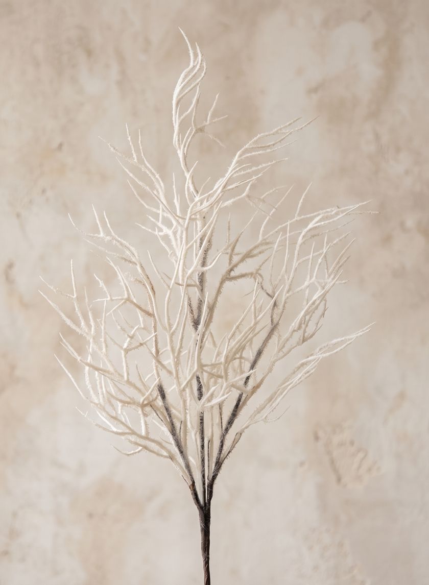 35in Long Flocked Snow Coral Branch, Case of 12 Decor Jamali Garden